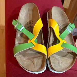 Birkenstock Women Sandals - Vibrant Yellow and Green